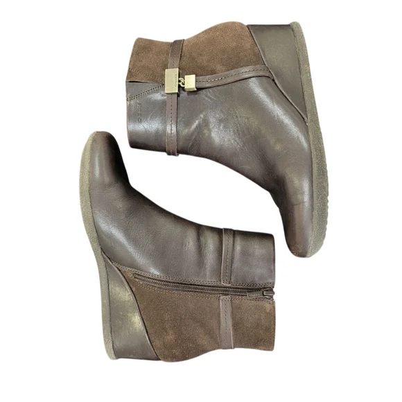 Geox Respira Amelia Brown Ankle Boots Suede Leather Wedge Booties Women’s 38.5 - Picture 8 of 16